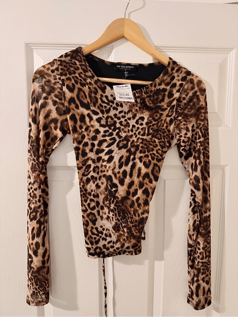 See You Monday Leopard Print Long Sleeve Top - Brown & Black